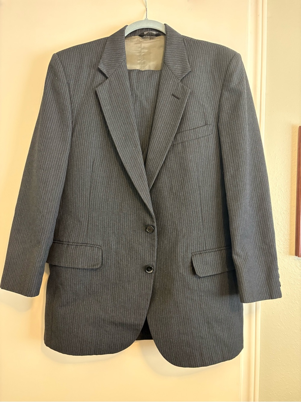 Pierre Cardin Men's Charcoal Pinstripe Two-Button Suit Jacket